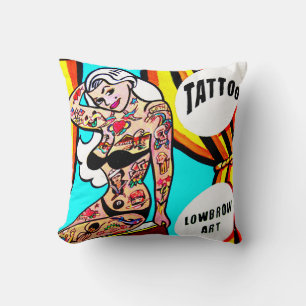 blonde with tattoos pillow