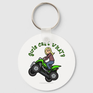 Blonde Woman ATV Four Wheeler Driver Key Ring