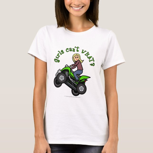 Blonde Woman ATV | Four Wheeler Driver T-Shirt (Front)