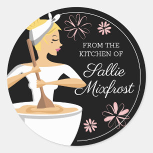 Blonde woman bakery from the kitchen of classic round sticker