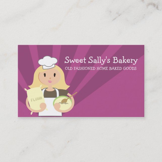 Blonde woman baking chef flour business cards (Front)