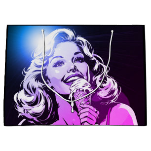 Blonde Woman Enjoying Her Ice Cream Large Gift Bag