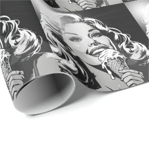 Blonde Woman Enjoying Her Ice Cream Wrapping Paper