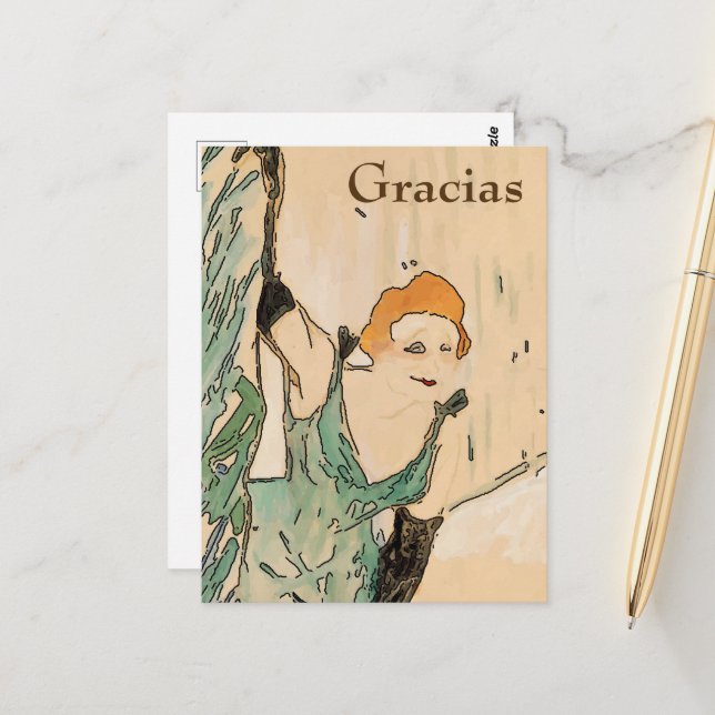 Blonde Woman,  Gracias, change text Postcard (Front/Back In Situ)