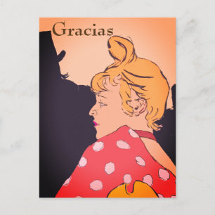 Blonde Woman, Gracias, change text Postcard