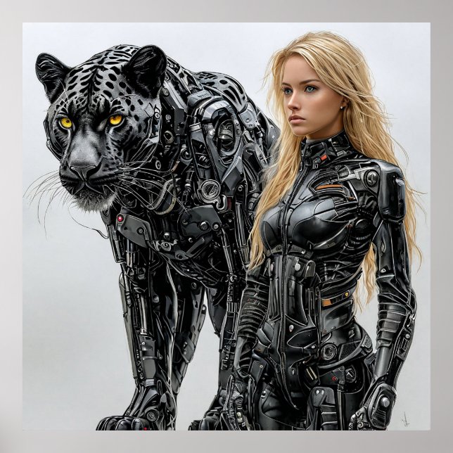 Blonde woman in black latex suit poster (Front)