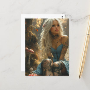 Blonde Woman in the Mushroom Forest Postcard