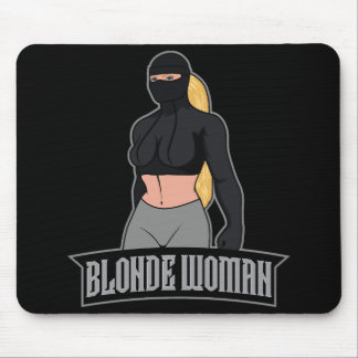 Blonde Woman Mousepad Black