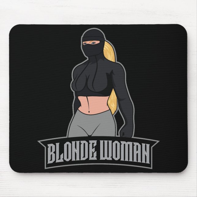 Blonde Woman Mousepad Black (Front)