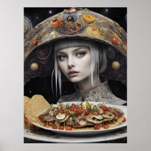 Blonde Woman On Planet Taco Fantasy Poster