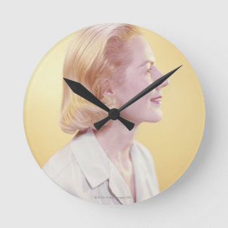 Blonde Woman Round Clock