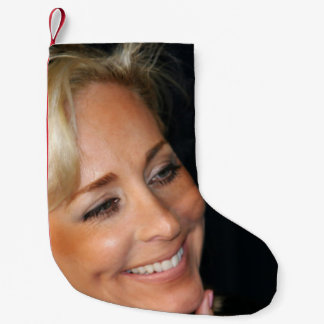 Blonde Woman Smiling Small Christmas Stocking