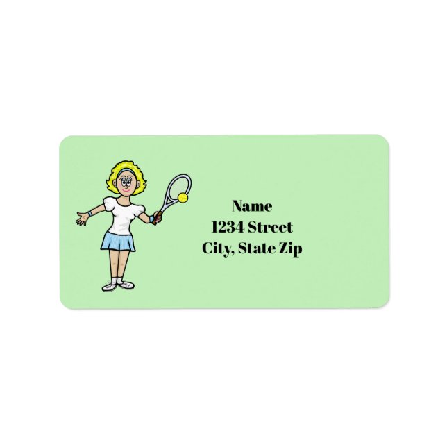 Blonde Woman Tennis Player Address Labels (Front)