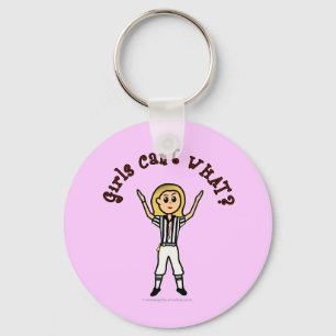 Blonde Womens Football Referee Key Ring