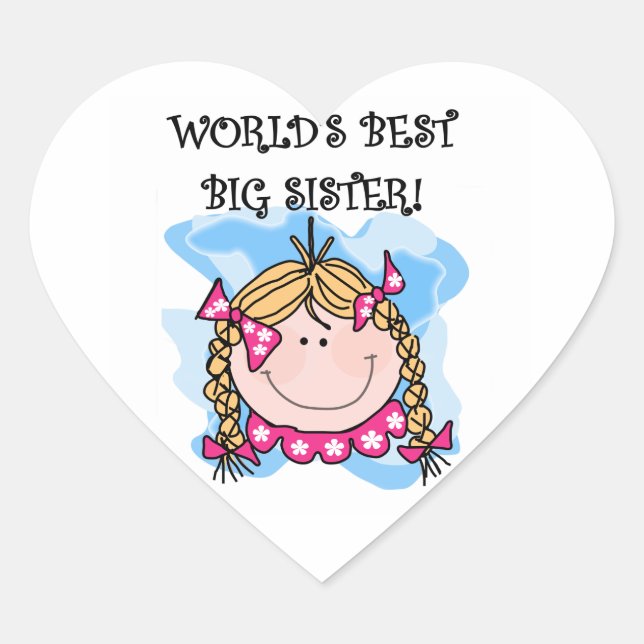 Blonde World's Best Big Sister Gifts Heart Sticker (Front)