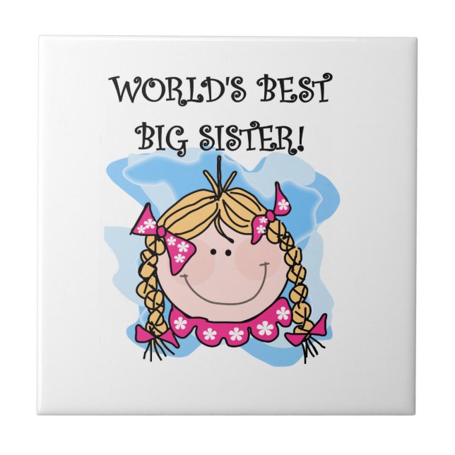 Blonde World's Best Big Sister Gifts Tile (Front)