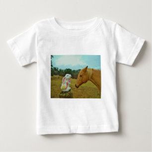 Blonde Yellow horse & Easter Bunny Baby T-Shirt
