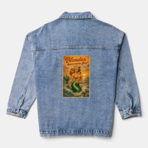 Blondes Have More Fun Pin-Up Mermaid Retro Beach Denim Jacket