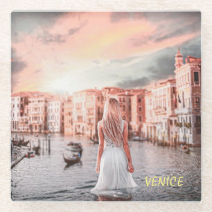 Blondie In Romantic Venice      Glass Coaster