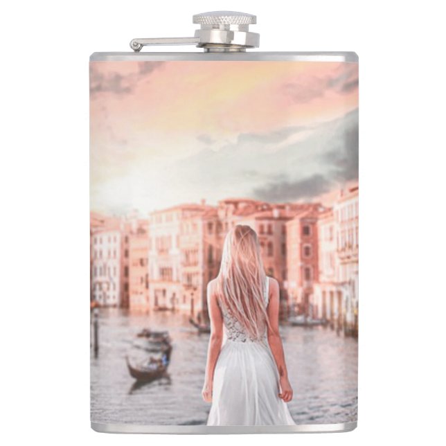 Blondie In Romantic Venice    Hip Flask (Front)