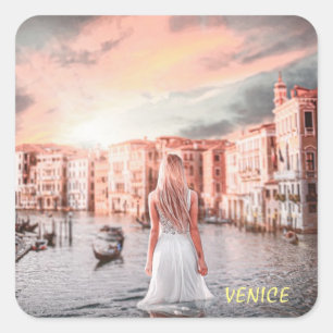 Blondie In Romantic Venice Square Sticker