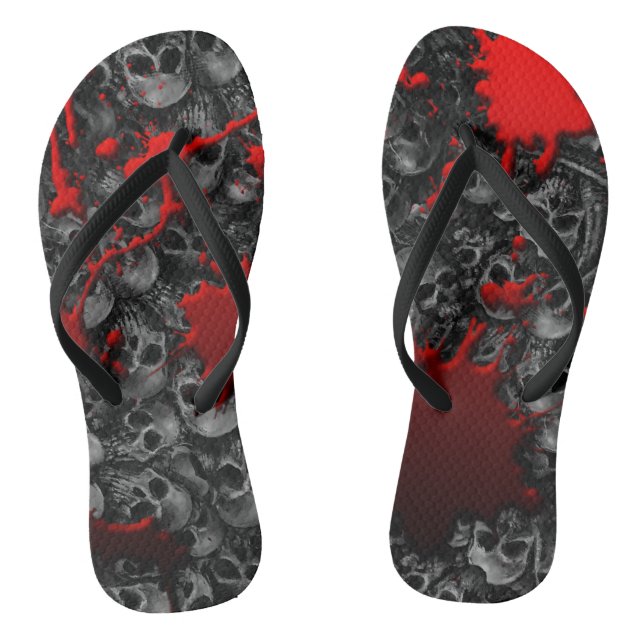 Blood and skulls series #1 flip flops (Footbed)