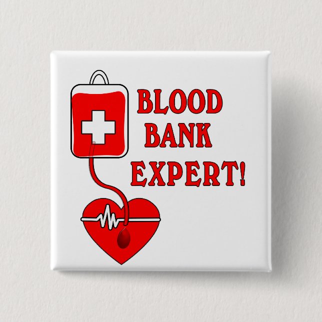 BLOOD BANK EXPERT 15 CM SQUARE BADGE (Front)