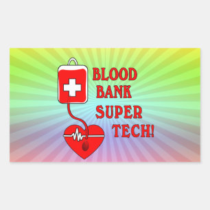 BLOOD BANK SUPER TECH RECTANGULAR STICKER