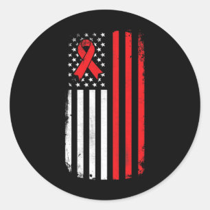 Blood Cancer Awareness American Flag  Classic Round Sticker