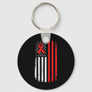 Blood Cancer Awareness American Flag  Key Ring