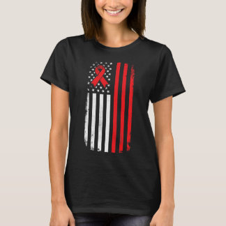 Blood Cancer Awareness American Flag  T-Shirt