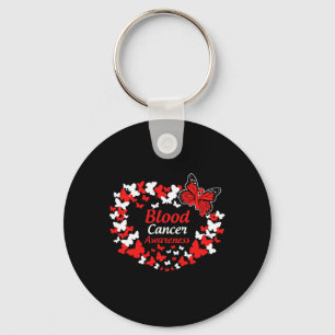 Blood Cancer Awareness Butterfly Apparel Red Ribbo Key Ring