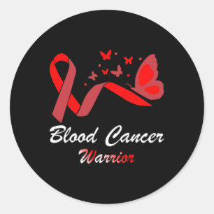 Blood Cancer Awareness Butterfly Red Ribbon Suppor Classic Round Sticker