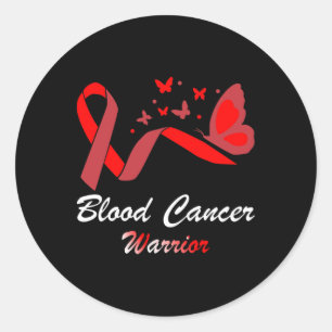 Blood Cancer Awareness Butterfly Red Ribbon Suppor Classic Round Sticker