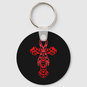 Blood Cancer Awareness Cross God Red Ribbon Faith  Key Ring