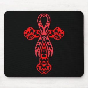 Blood Cancer Awareness Cross God Red Ribbon Faith  Mouse Mat