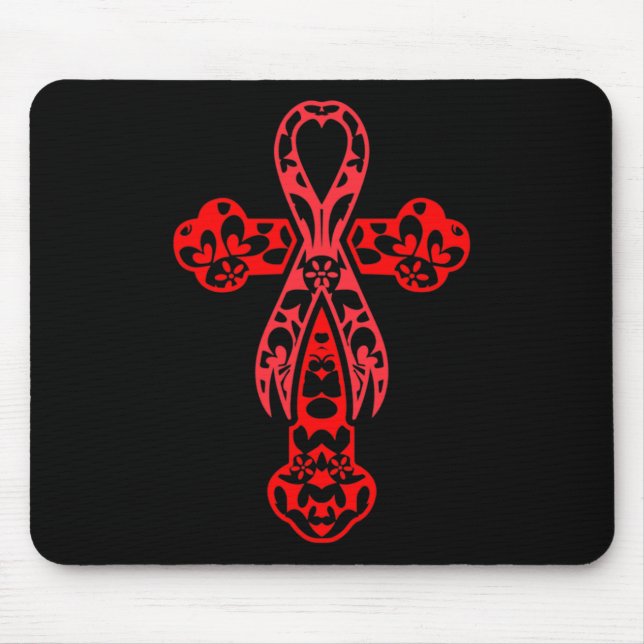 Blood Cancer Awareness Cross God Red Ribbon Faith  Mouse Mat (Front)