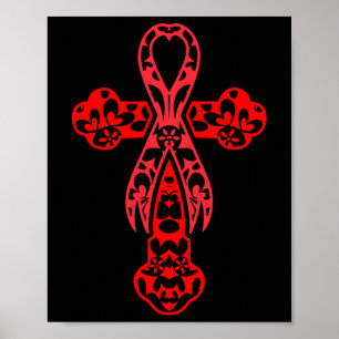 Blood Cancer Awareness Cross God Red Ribbon Faith  Poster