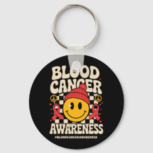 Blood Cancer Awareness Groovy Ribbon Blood Cancer Key Ring