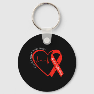 Blood Cancer Awareness Heart Ribbon Red Support Key Ring
