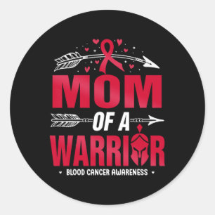 Blood Cancer Awareness Mum Of A Warrior Red Ribbon Classic Round Sticker