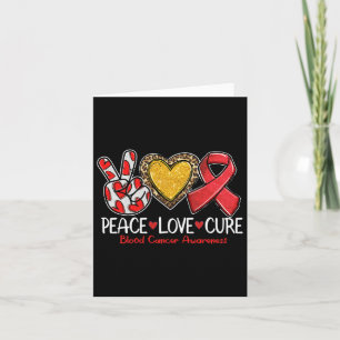 Blood Cancer Awareness Peace Love Cure Red Ribbon  Card