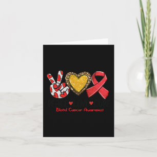 Blood Cancer Awareness Peace Love Cure Red Ribbon  Card