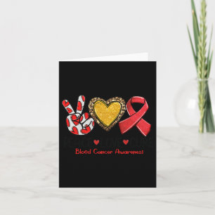 Blood Cancer Awareness Peace Love Cure Red Ribbon  Card