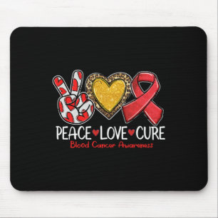 Blood Cancer Awareness Peace Love Cure Red Ribbon  Mouse Mat
