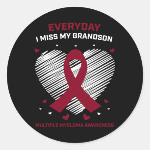 Blood Cancer Awareness Products Grandson Multiple  Classic Round Sticker