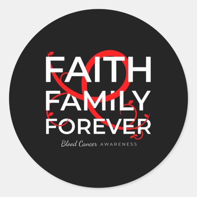 Blood Cancer Awareness Red Ribbon Faith Family For Classic Round Sticker (Front)