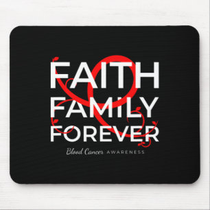 Blood Cancer Awareness Red Ribbon Faith Family For Mouse Mat