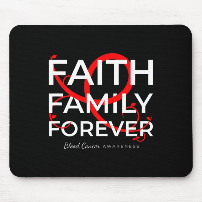 Blood Cancer Awareness Red Ribbon Faith Family For Mouse Mat (Front)