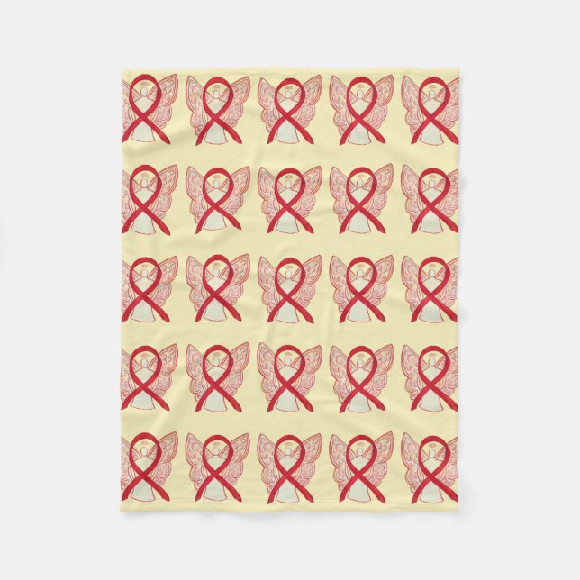 Blood Cancer Awareness Red Ribbon Fleece Blanket (Front)